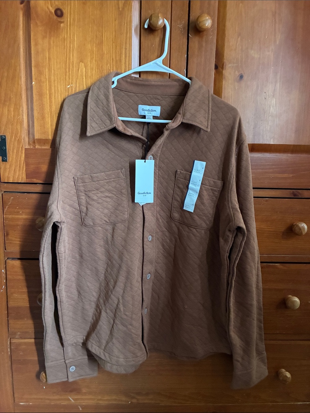 Goodfellow & Co Quilted Chest-Pocket Shirt Jacket in Brown